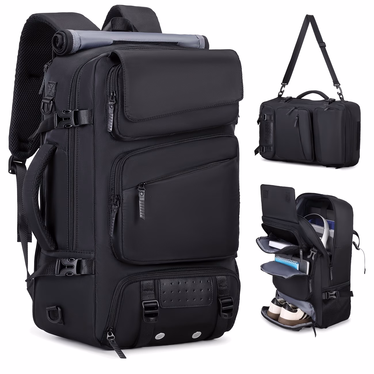 ENOSHI Women’s Travel Backpack – Large 17.3-Inch Laptop Bag for Men, Convertible Shoulder Bag with Shoe Compartment, Hiking Travel Casual Daypack Luggage Bag