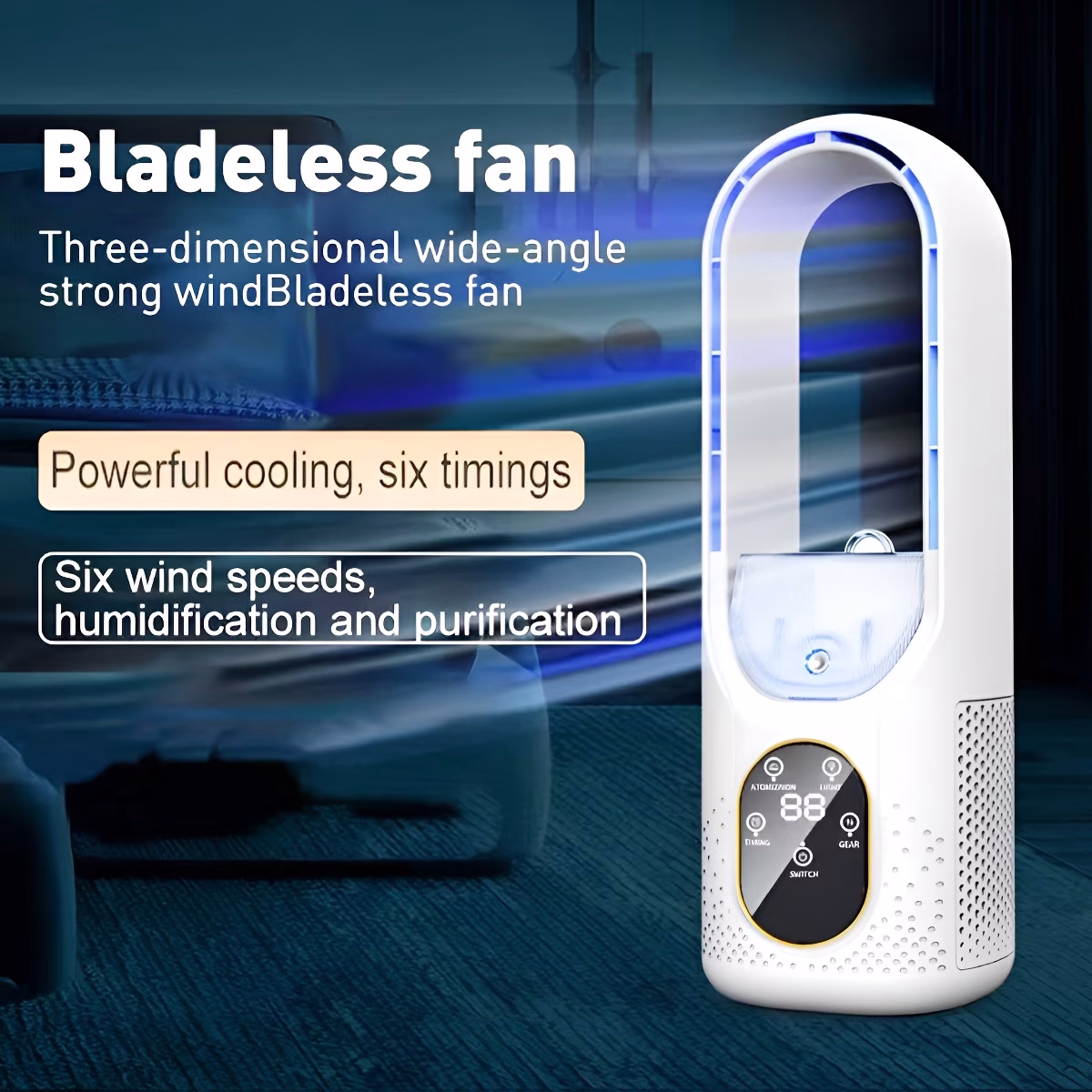 FEIYBA Bladeless Fan Desktop Style – Mist Cooling and Quick Cooling, Giving You an Air Conditioner-Like Cool Experience! Automatic Timer and Adjustable, Wide-Angle Airflow Full Coverage, Quiet Operation Does Not Disturb Sleep. Compact and Portable