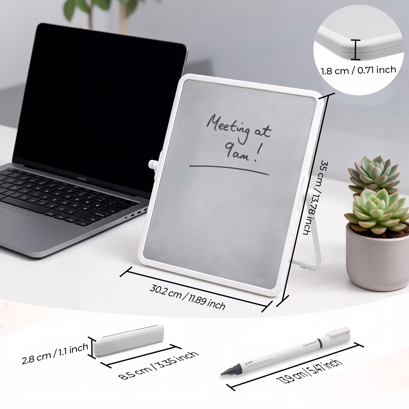 iWhale™ 16-Inch Micro-Capsule Whiteboard with Stand – Perfect for Sketching, Studying, and Professional Use