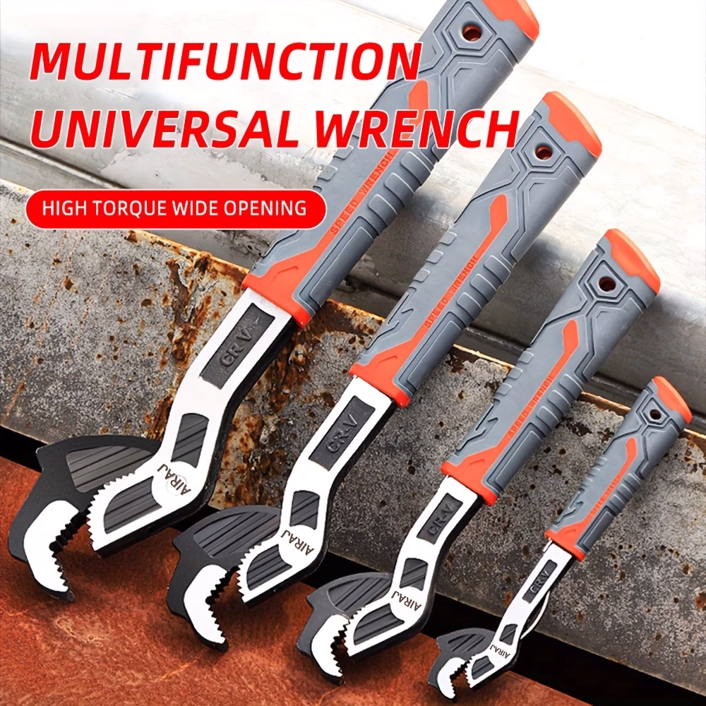 AIRAJ Set of Four Self-Locking Adjustable Wrenches – Perfect for Automotive Repairs
