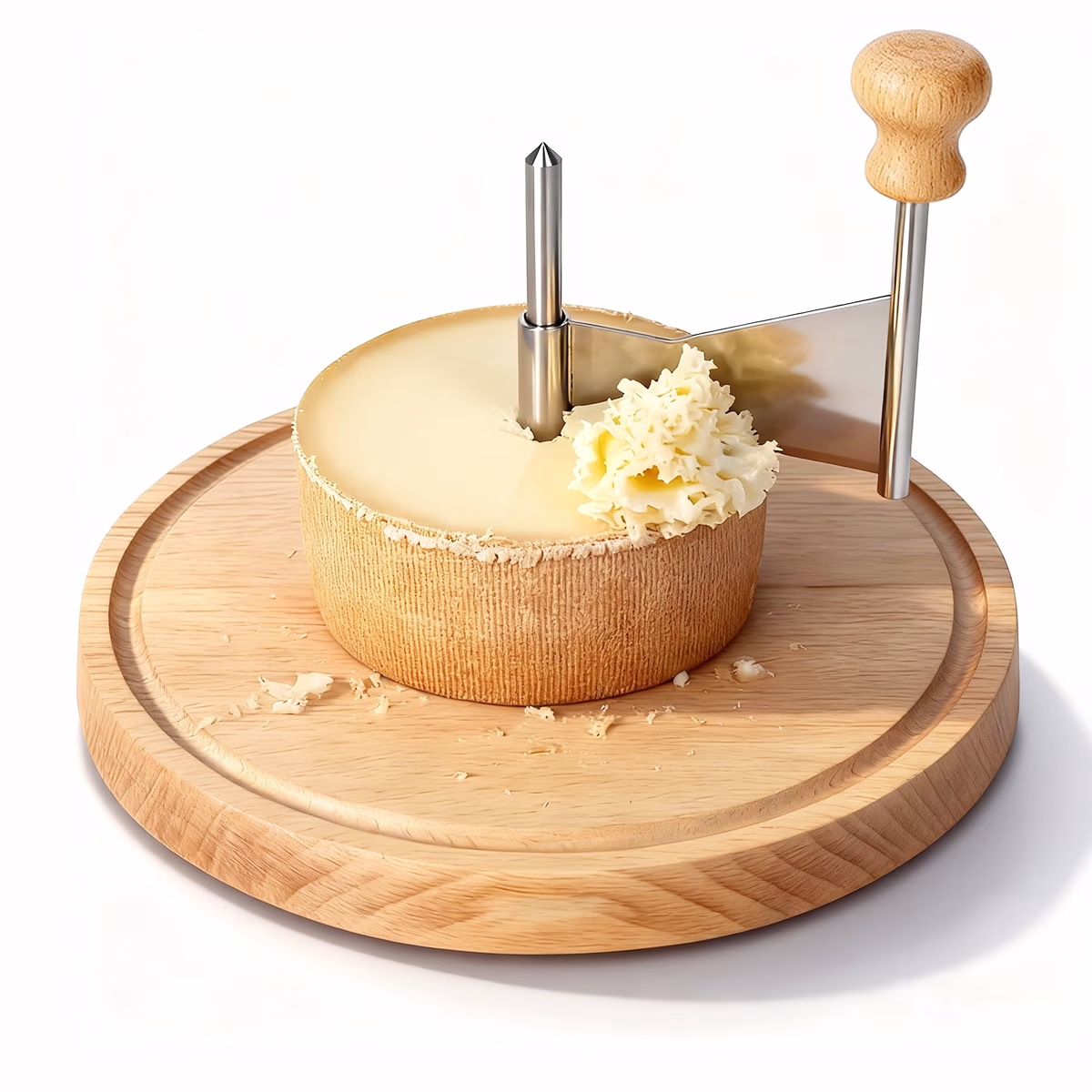 FEIYBA Kitchen Food Cooking Dessert Cheese Shredder – Stainless Steel Cheese Slicer with Wooden Base