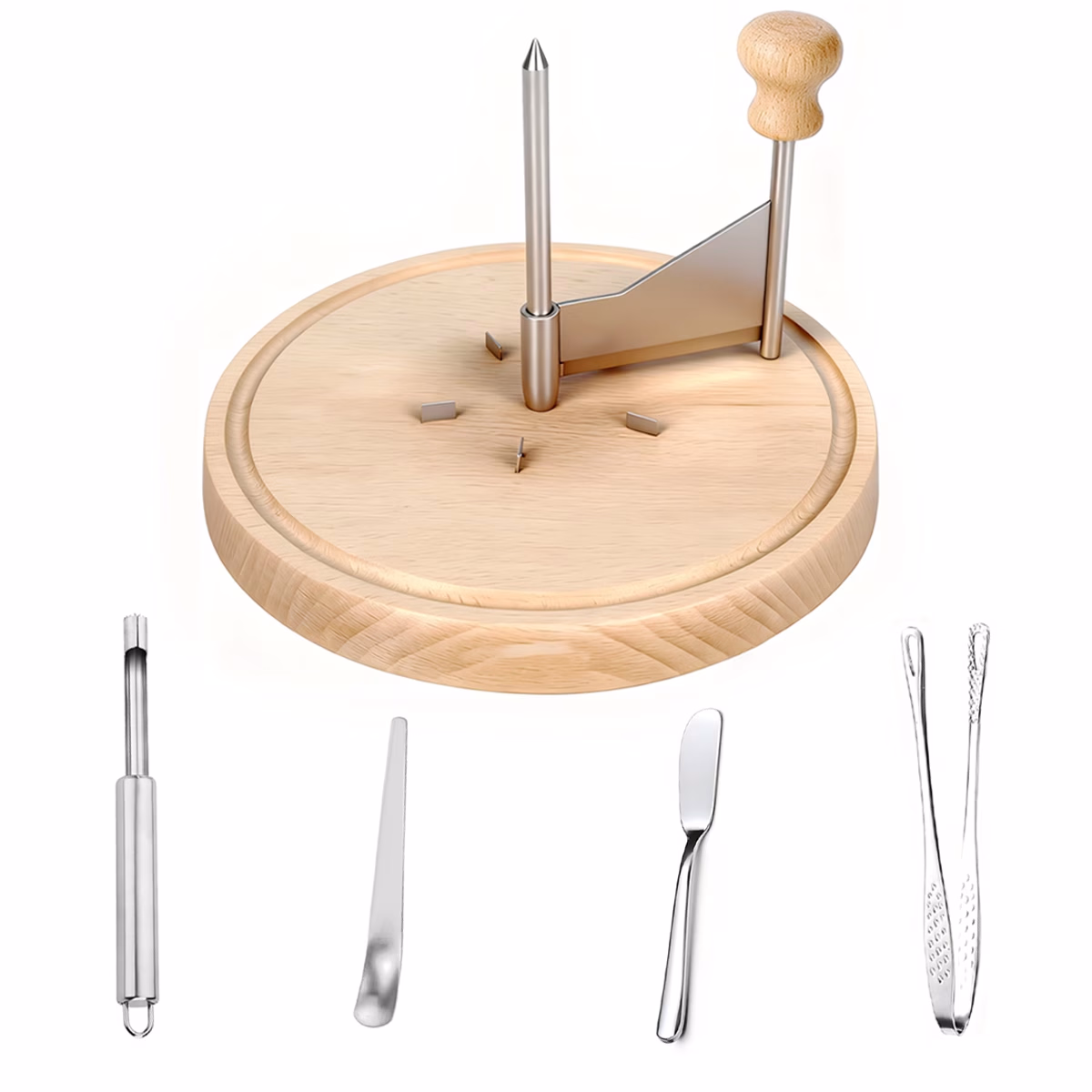 FEIYBA Kitchen Food Cooking Dessert Cheese Shredder – Stainless Steel Cheese Slicer with Wooden Base