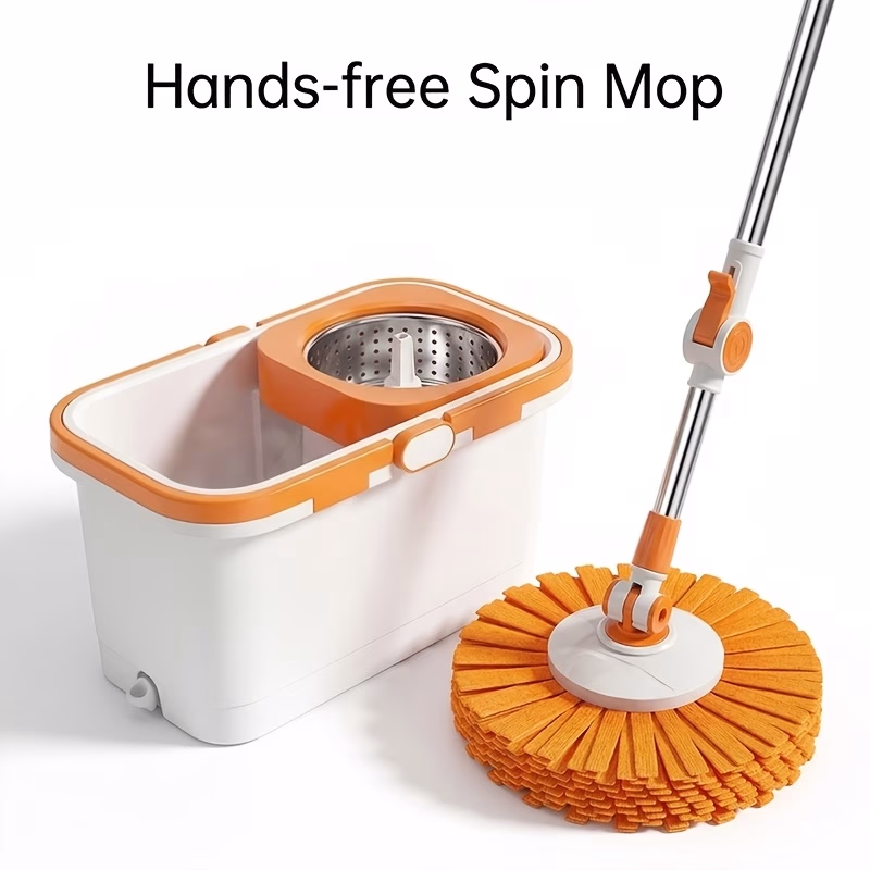 LDQ® Spin Mop and Bucket Set with Wringer – Hands-Free 360° Rotating Microfiber Floor Cleaning Mop