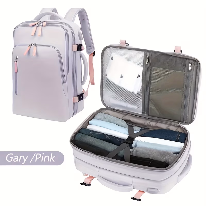 HUABUPS Unisex Travel Backpack with Expandable Luggage Compartment – 16-Inch Laptop Travel Bag