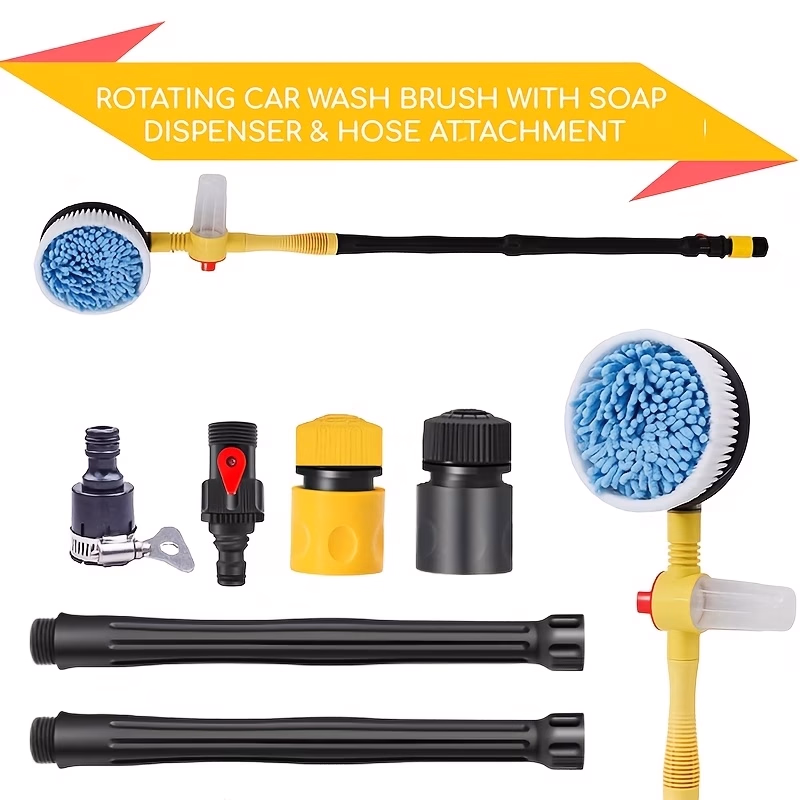 SUITU Portable 360° Rotating Car Brush with Detachable Soap Dispenser Handle – Car Washing Brush Cleaning Kit