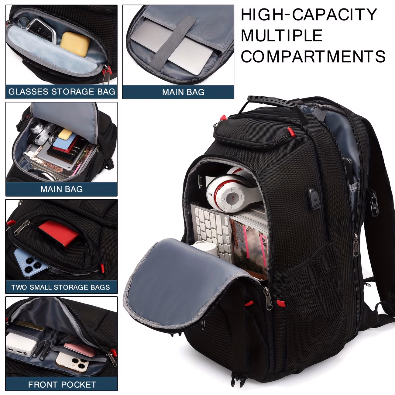 ENOSHI Travel Laptop Backpack – Anti-Theft Backpack with USB Charging Port