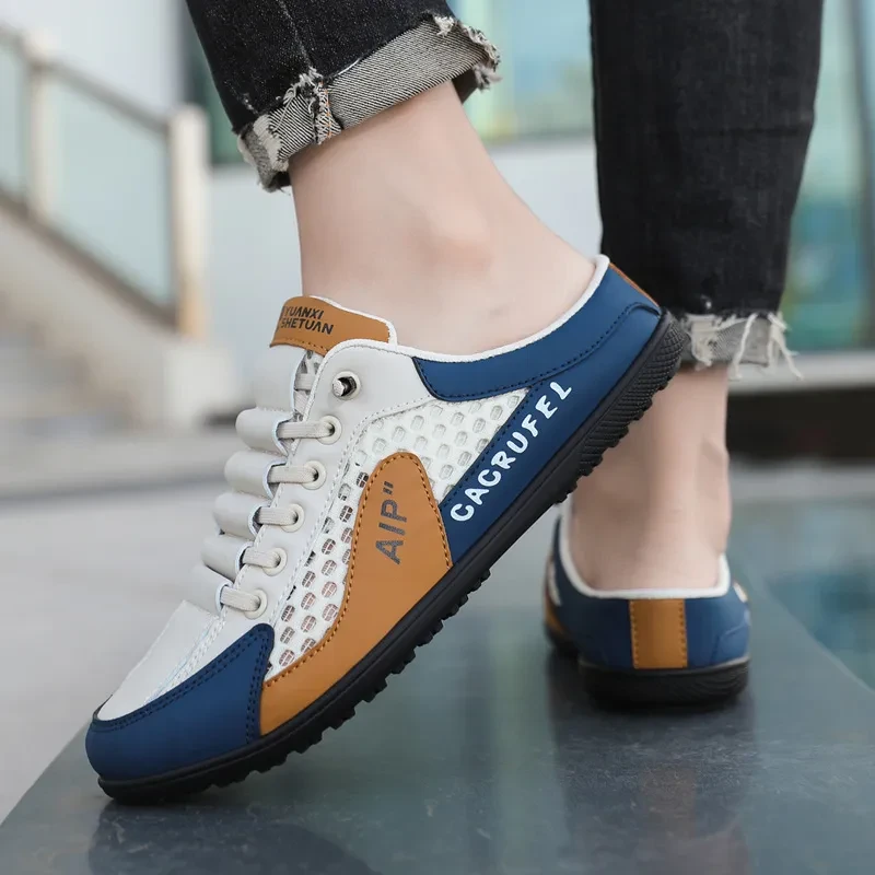 Men’s Breathable Mesh Slip-On Half Slippers