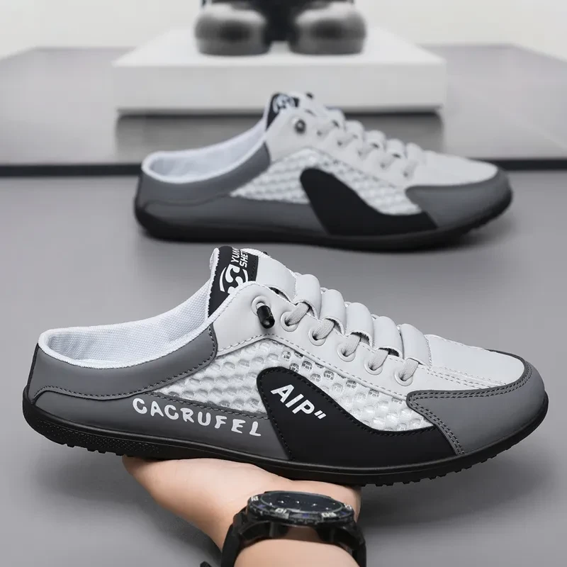 Men’s Breathable Mesh Slip-On Half Slippers