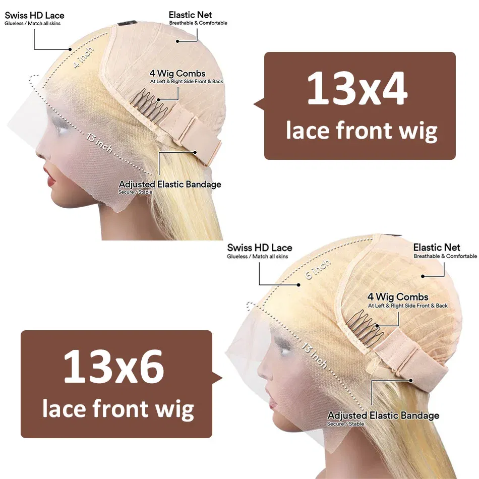 Color: WHITE, Stretched Length: 38inches, Density: 210%, Ships From: CHINA - 613 Blonde Lace Front Wig Human Hair Body Wave 13X6 Hd Lace Frontal Wig 13X4 Lace Front Human Hair Wig Hd Lace Wig For Women