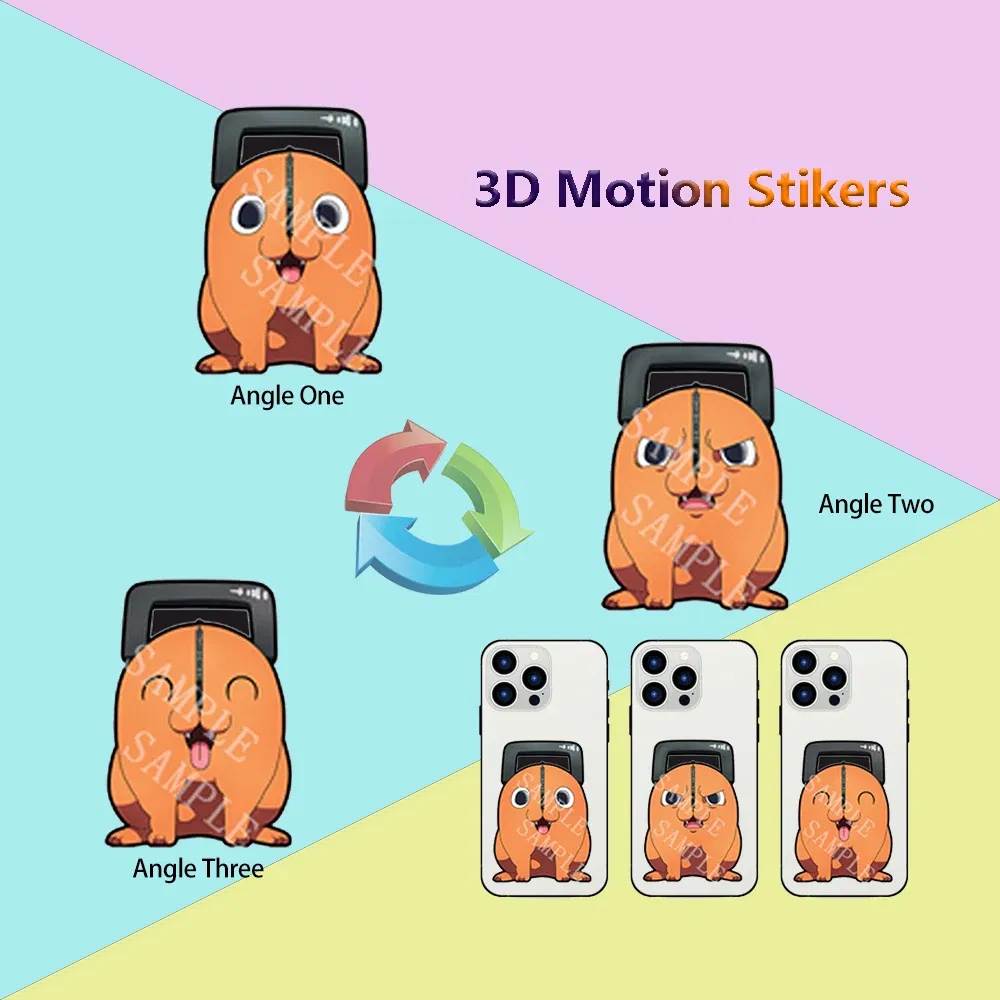 Color: Pink - Anime Mini Motion Stickers Pochita Power Denji Chainsaw Man Attack on Titan Decals for Phones,cup,laptop,Etc.Waterproof
