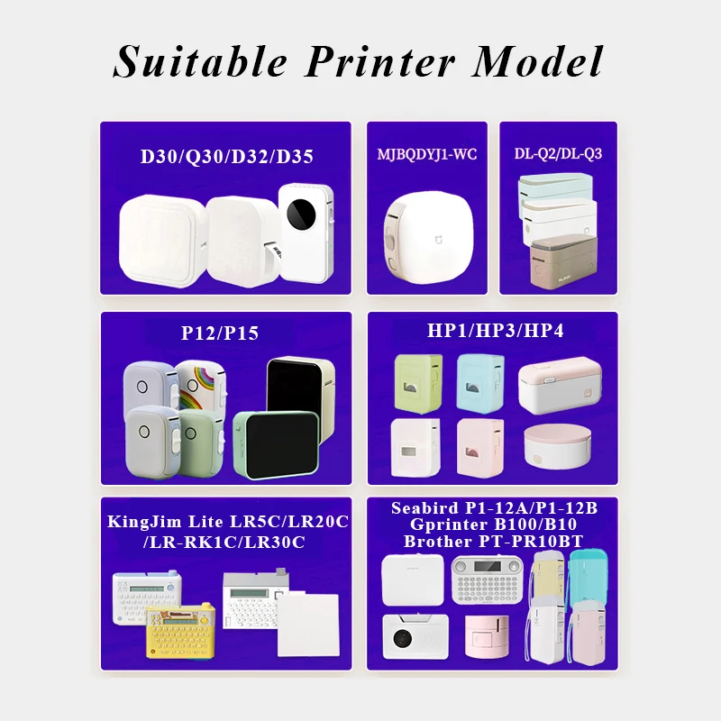 Color: BK - 3pcs 15mm x7m Continuous Label Paper fit for P12 P15 Phomemo D30 Q30 Printer Waterproof Self Adhesive Thermal Printer Sticker