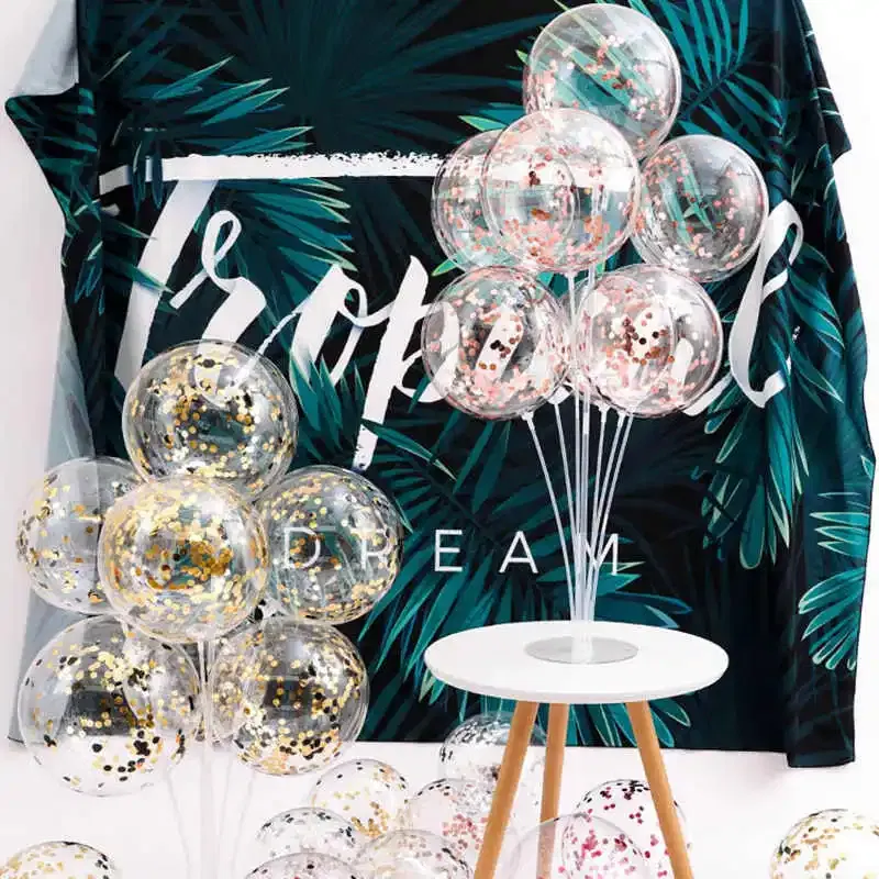 Color: Emerald - 7Tubes Balloons Stand Balloon Holder Column Confetti Balloon Baby Shower Kids Birthday Party Wedding Decoration Supplies
