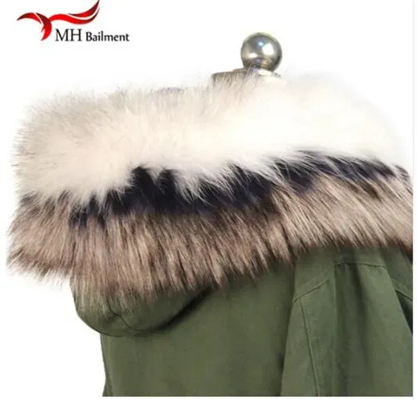 Color: GRAY, Size: M - 100% Real Raccoon Fur Scarf Coat Collar Ladies Winter Luxury Authentic Raccoon Warm Neck Shawl Coat Collar Furry Shawl Women