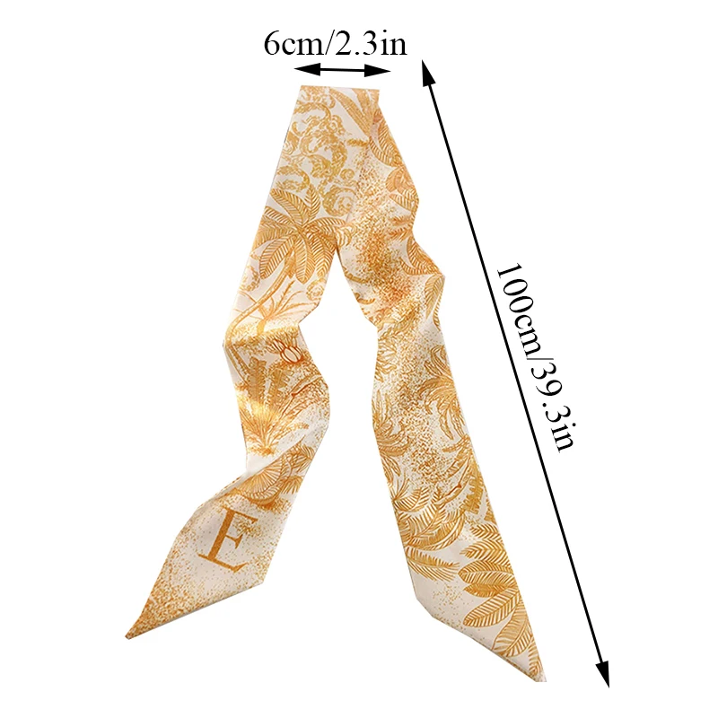 Color: WHITE - Sketch Style 26 Letters Temperament Small Scarf Long Silk Scarf Hair Band Narrow Headband Hair Tie Bag Handle Hair Accessories