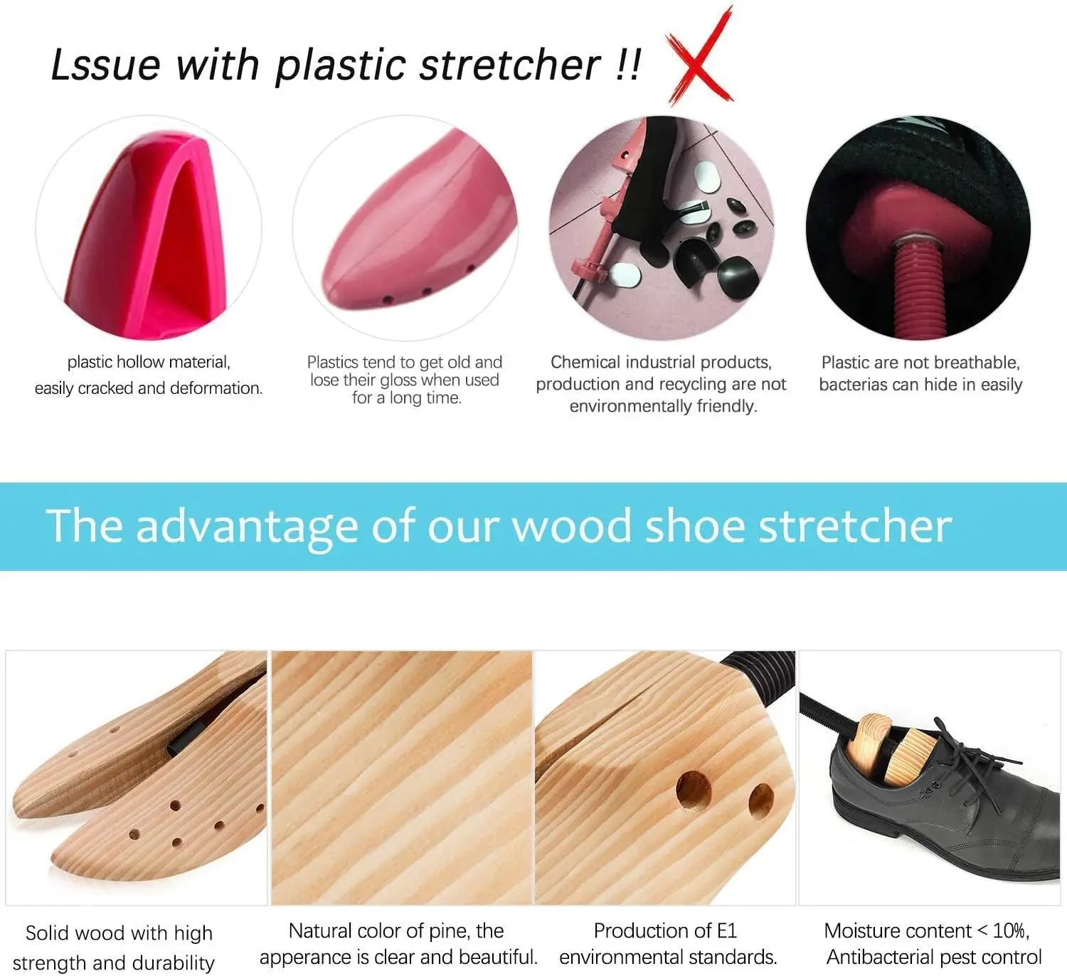 Color: Beige - 1PCS Shoe Stretcher Women & Men Wide Feet，Wood Shoe Stretcher Adjustable Large Size Shoe Expander Widener Stretch Length Width