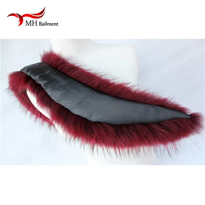 Color: green, Size: XXL - Real Raccoon Fur Scarves Woman 100% Pure Natural Raccoon Fur Collar Warm Winter Scarves Red Fox Fur Collar L#1