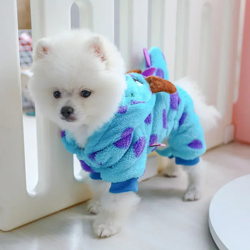 Color: Blue, Size: M - PETCIRCLE Dog Clothes Puppy Bubble Dragon Transformation Thicken Jacket Fit Dog Cat Winter Pet Cute Costume Warm Hoodie Dog Coat