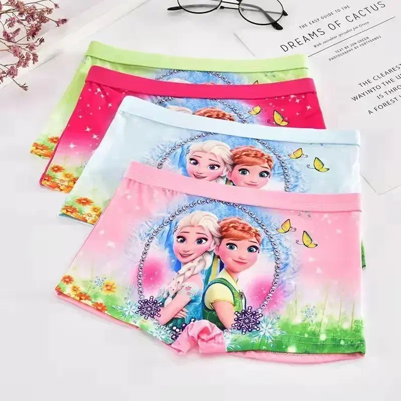 Color: Beige, Kid Size: 6 - 4pcs Disney Spiderman Children's Panties Cartoon Cotton Avenger Boys Boxers Frozen Girls Underwear Child Underpants