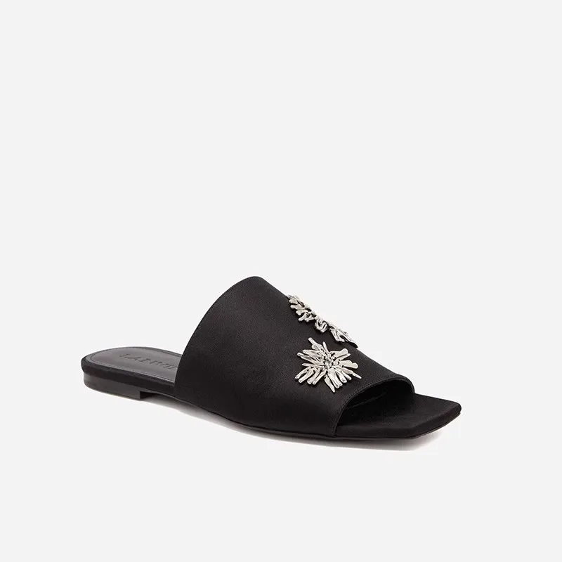 Color: black, Shoe Size: 40 - Women's Summer Shoes Natural Sude Sandals Ladies Genuine Leather Green Black Sandals Fashion Women's Shoes Outer Wear Slippers