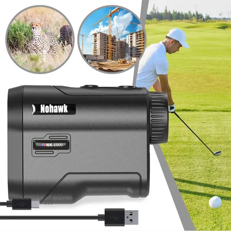Color: Green - NOHAWK Golf Laser Rangefinder USB Rechargeable with Slope Compensation For Golfer Range Finder Hunting Monocular