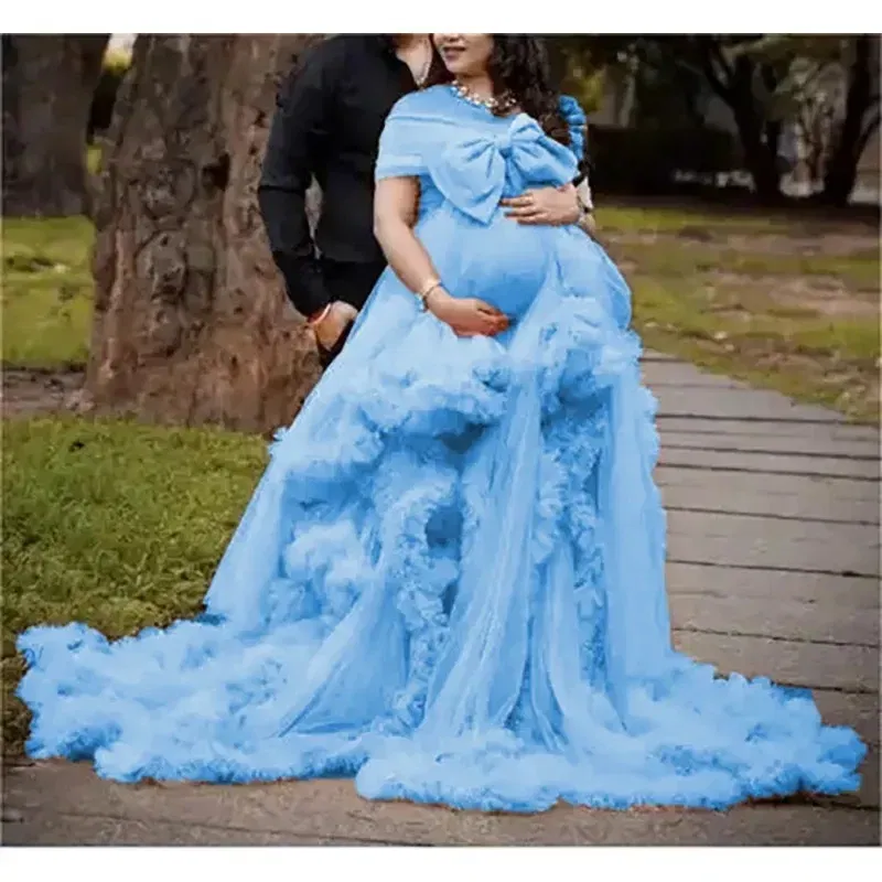 Color: Lotus Color, Maternity Size: 8, Ships From: CHINA - BIG BOW Tulle Ruffle maternity dresses photoshoot baby shower п?»?°?‚ь?µ д?»я ?±?µр?µм?µнн?‹?… فس?§تي?† ?