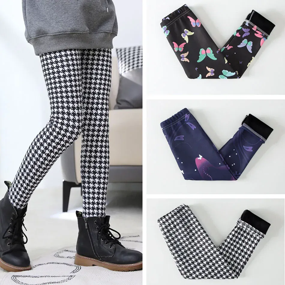 Color: Red, Size: 110cm - Warmth and Cozy Girls Plush Lined Thickened Elastic Leggings Long Pants Suitable Kids Daily Wear in Autumn Winter Cold Weather