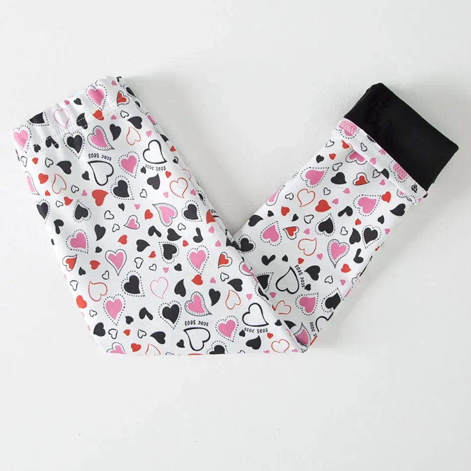 Color: Red, Size: 110cm - Warmth and Cozy Girls Plush Lined Thickened Elastic Leggings Long Pants Suitable Kids Daily Wear in Autumn Winter Cold Weather