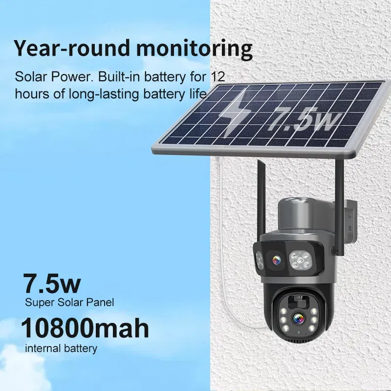 Color: Ivory - DIDSeth 4G PTZ IP Solar Camera 4G SIM Card CCTV Wireless WIFI Solar Outdoor Waterproof 360 IP Camera Pan Tilt Eseecould APP
