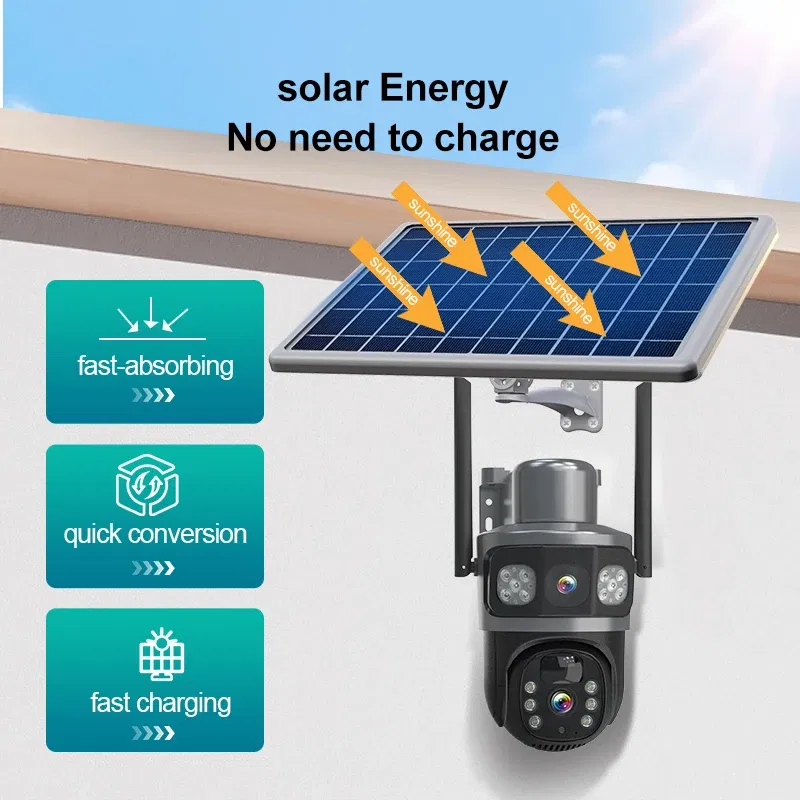 Color: Ivory - DIDSeth 4G PTZ IP Solar Camera 4G SIM Card CCTV Wireless WIFI Solar Outdoor Waterproof 360 IP Camera Pan Tilt Eseecould APP