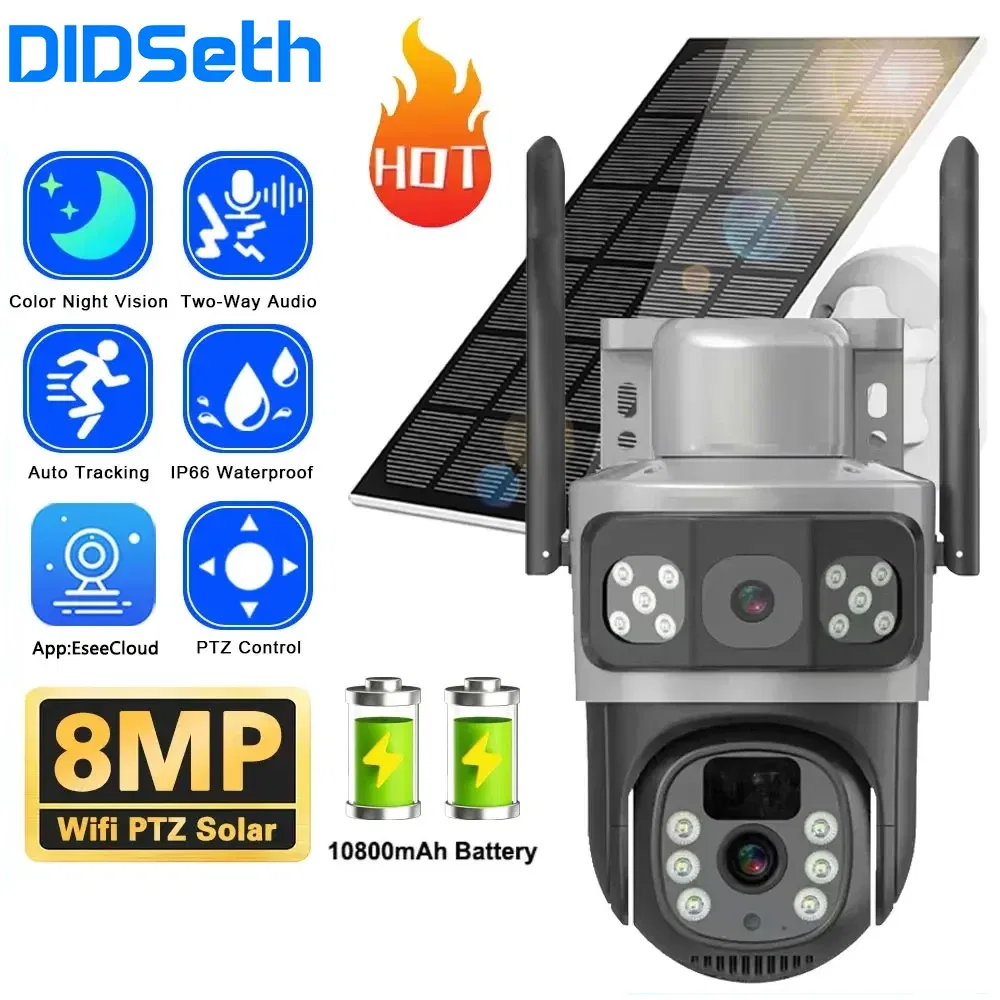 Color: Ivory - DIDSeth 4G PTZ IP Solar Camera 4G SIM Card CCTV Wireless WIFI Solar Outdoor Waterproof 360 IP Camera Pan Tilt Eseecould APP