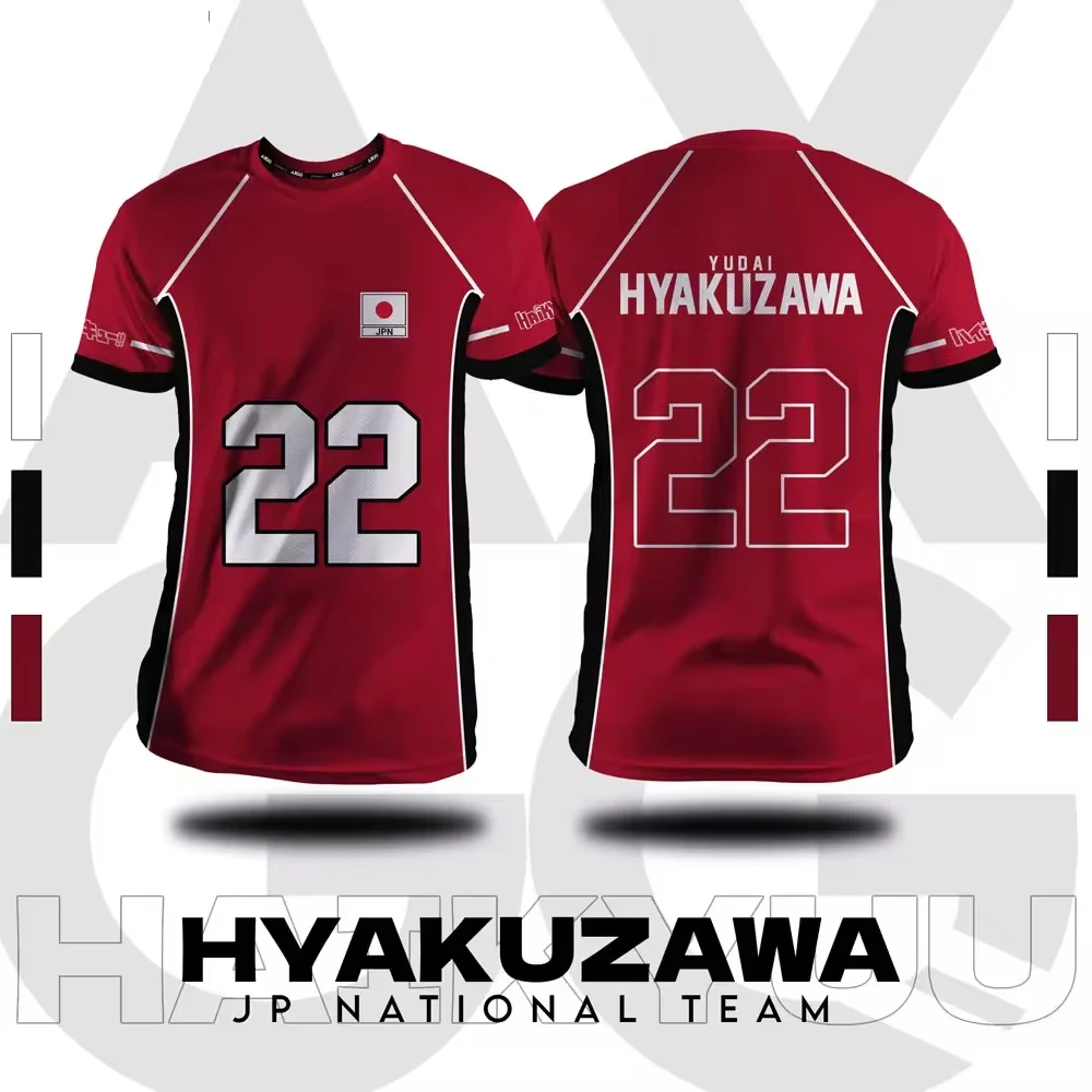 Color: Blue, Size: XS - Haikyuu Fukurodani Red Cartoon Anime Cosplay Men Jersey Summer Short Sleeve Children Tee Top 2024 New Fashion Mens T-shirt