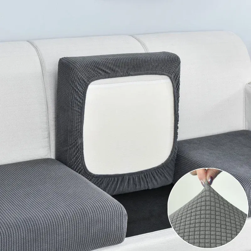 Color: MAIZE, Specification: 60*120cm - Jacquard Sofa Cushion Cover for Living Room Pets Kids Furniture Protector Polar Fleece Stretch Washable Removable Couch Covers