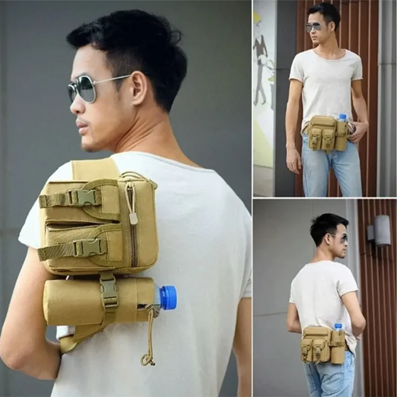 Color: Black - 1PC New Multifunction Waist Bag Three Colors Oxford Tactical Waist New Multi-Function Pockets Phone Pouch Fanny Pack GZH015