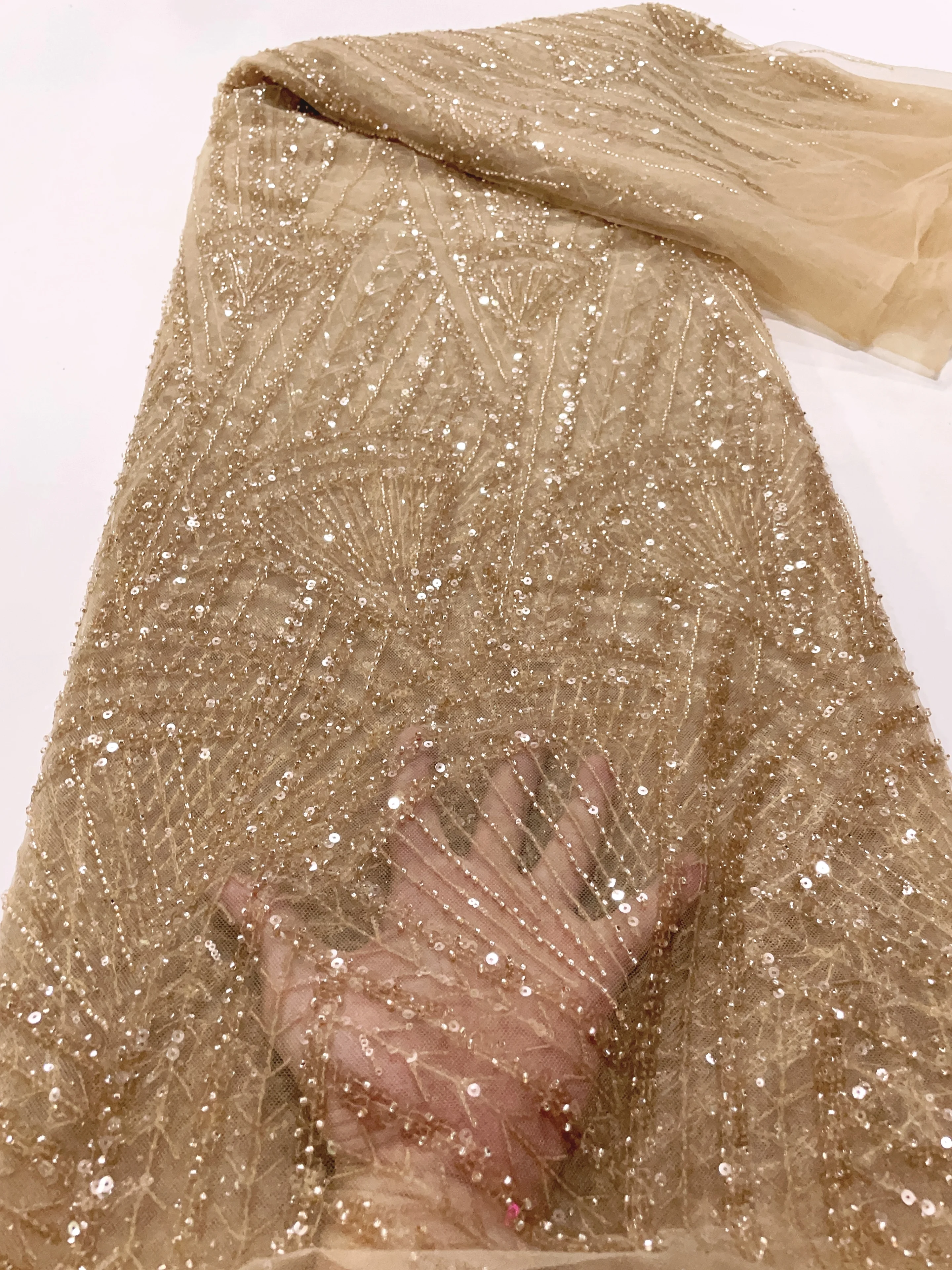 Color: green, Width: 120cm, Length: 5 yards - African Lace Fabric 5 Yards Latest Nigerian Laces Fabric High Quality Embroidered Net Fabric Mesh Lace 2024 French Sequins Lace