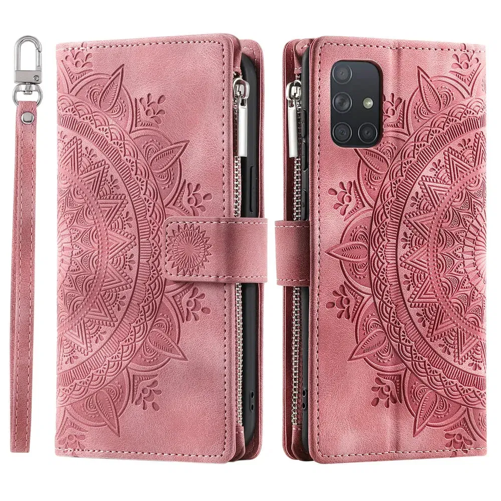 Color: MAROON, Material: Acrylic - CrossBody Strap Zipper Wallet Coque for Samsung Galaxy A71 A51 A50 A41 A21S A30 A70 A50S A20 A31 A30S A10 A20E A 51 70 Flip Case