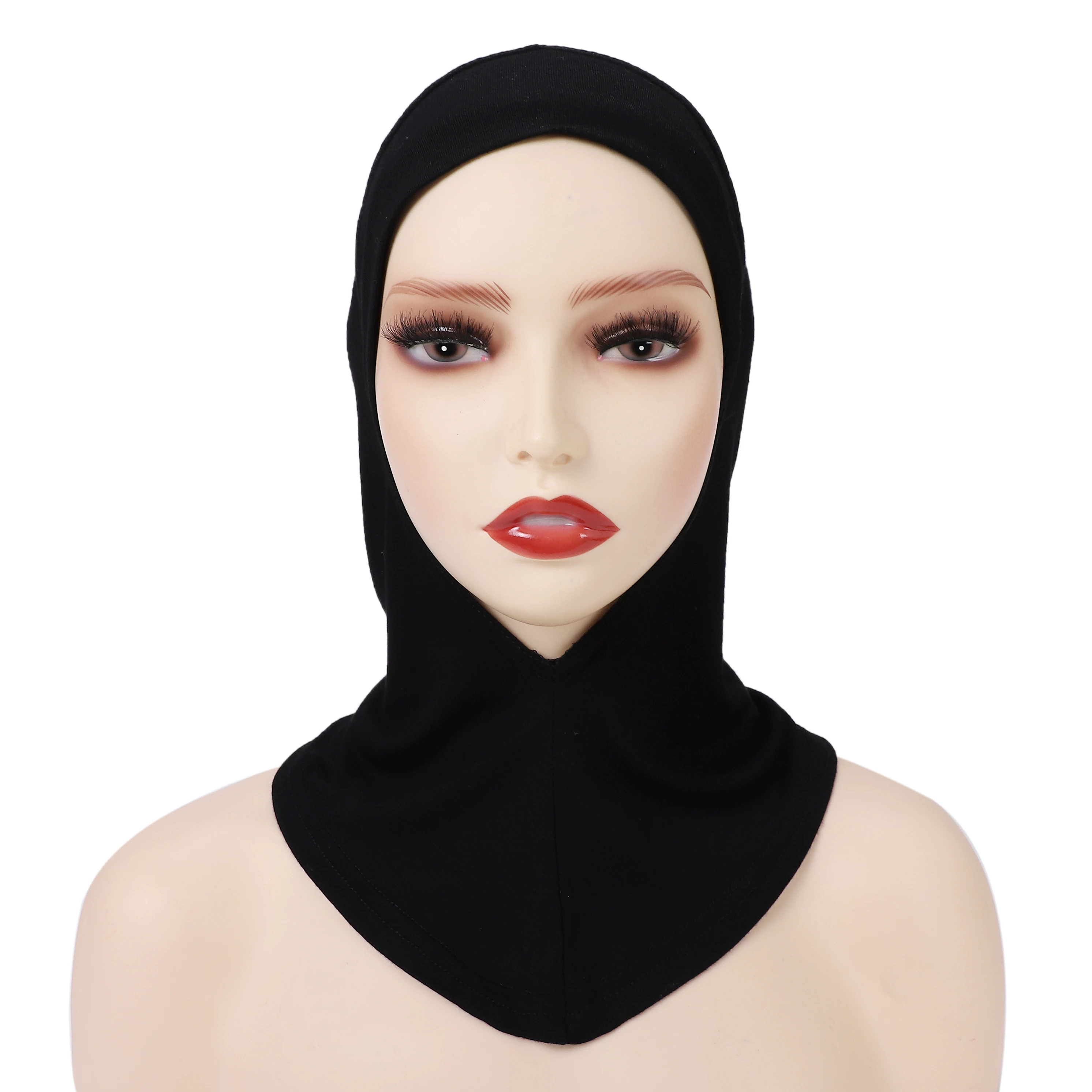 Color: red brown - 1 Piece Turban Caps for Women Muslim Underscarf Modal Hijab Inner Caps Stretchy Full Cover Shawl Cap Full Neck Coverage