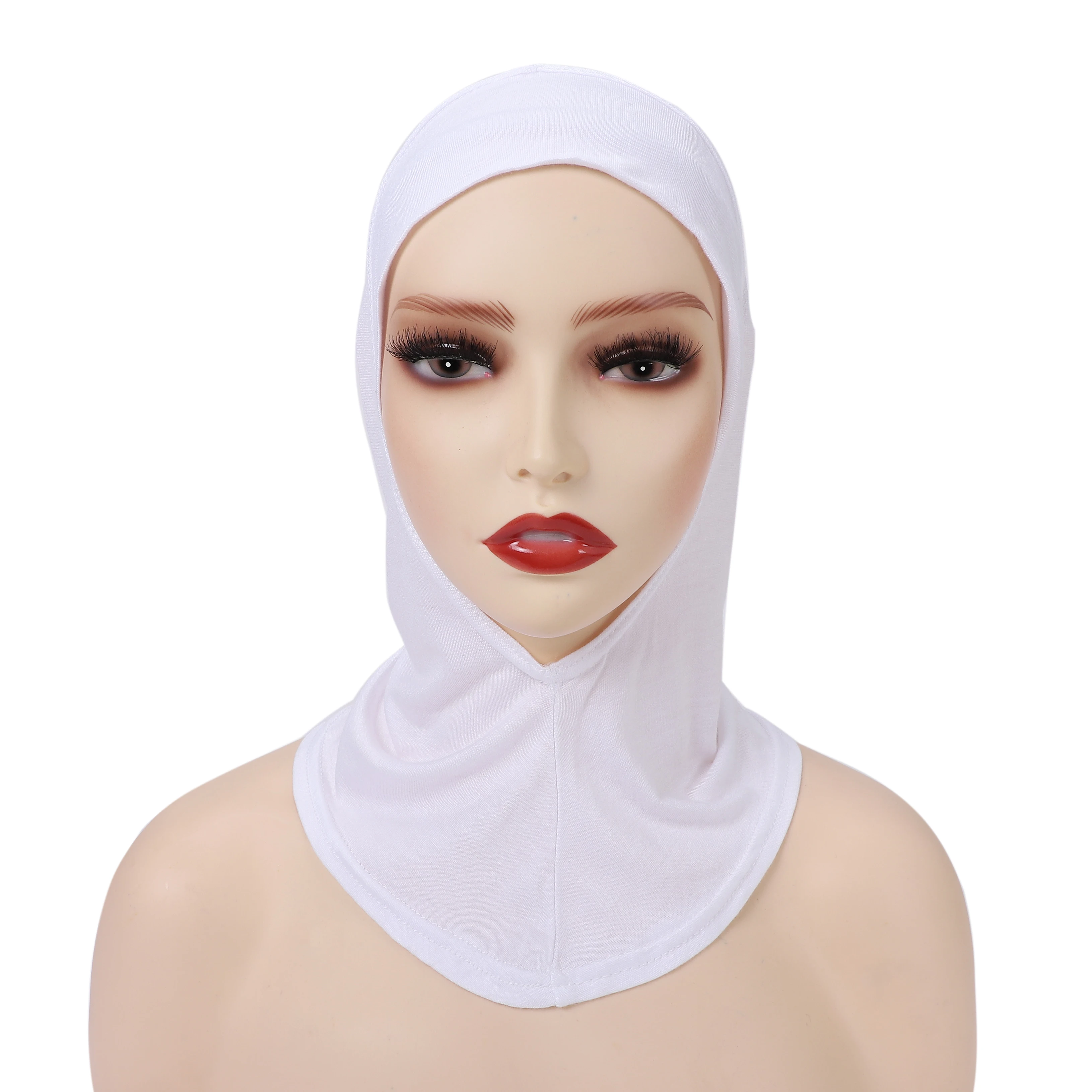 Color: red brown - 1 Piece Turban Caps for Women Muslim Underscarf Modal Hijab Inner Caps Stretchy Full Cover Shawl Cap Full Neck Coverage