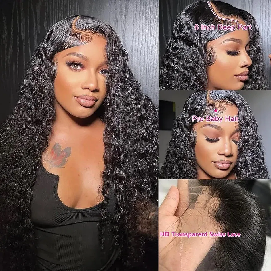 Stretched Length: 36inches, Density: 180%, Ships From: CHINA, Lace Size: 13x4 - hd lace wig 13x6 human hair Curly Wig For Women choice Pre Plucked 30 40 Inch Loose Deep Wave Water wave Frontal Wigs