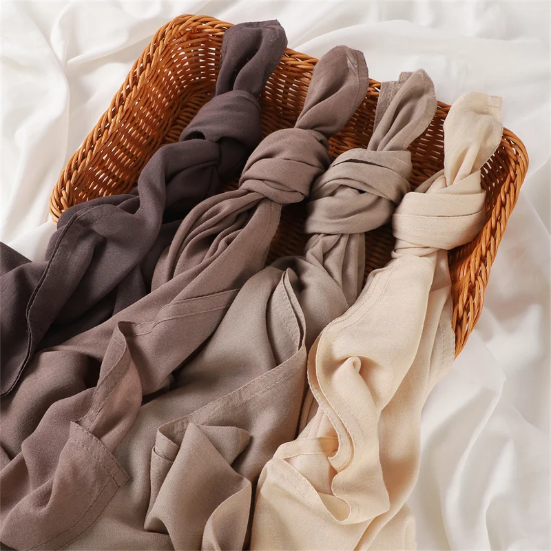Color: Dark purple - Ramadan Solid Color Big Size Cotton Rayon Hijab Scarf Women Muslim Headscarf Wraps Shawls Femme Musulman Headband Islamic Turban