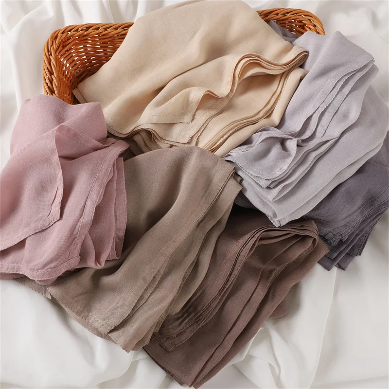 Color: Dark purple - Ramadan Solid Color Big Size Cotton Rayon Hijab Scarf Women Muslim Headscarf Wraps Shawls Femme Musulman Headband Islamic Turban