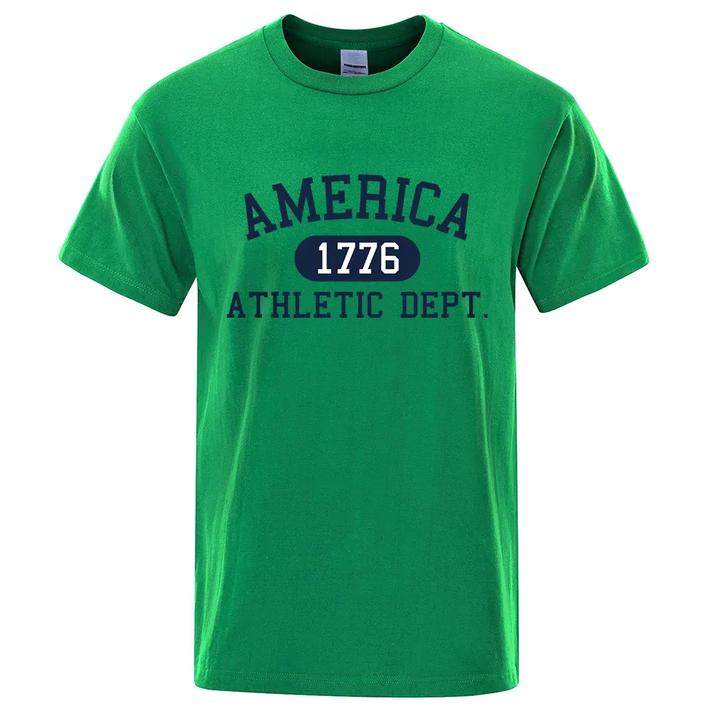 Color: black, Size: XXXL - America 1776 Athletic Dept Letter Tshirt Man Fashion Tee Clothes Summer Luxury T-Shirt Hip Hop Breathable Cotton Tee Clothes