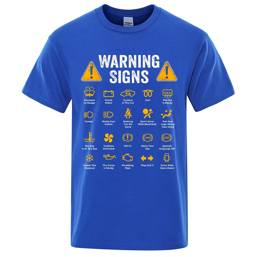Color: SKY BLUE, Size: S - Driving Warning Signs 101 Auto Mechanic Gift Driver Funny Print T-Shirt Fashion Casual Big size T Shirt Cotton Mens Tops Tees