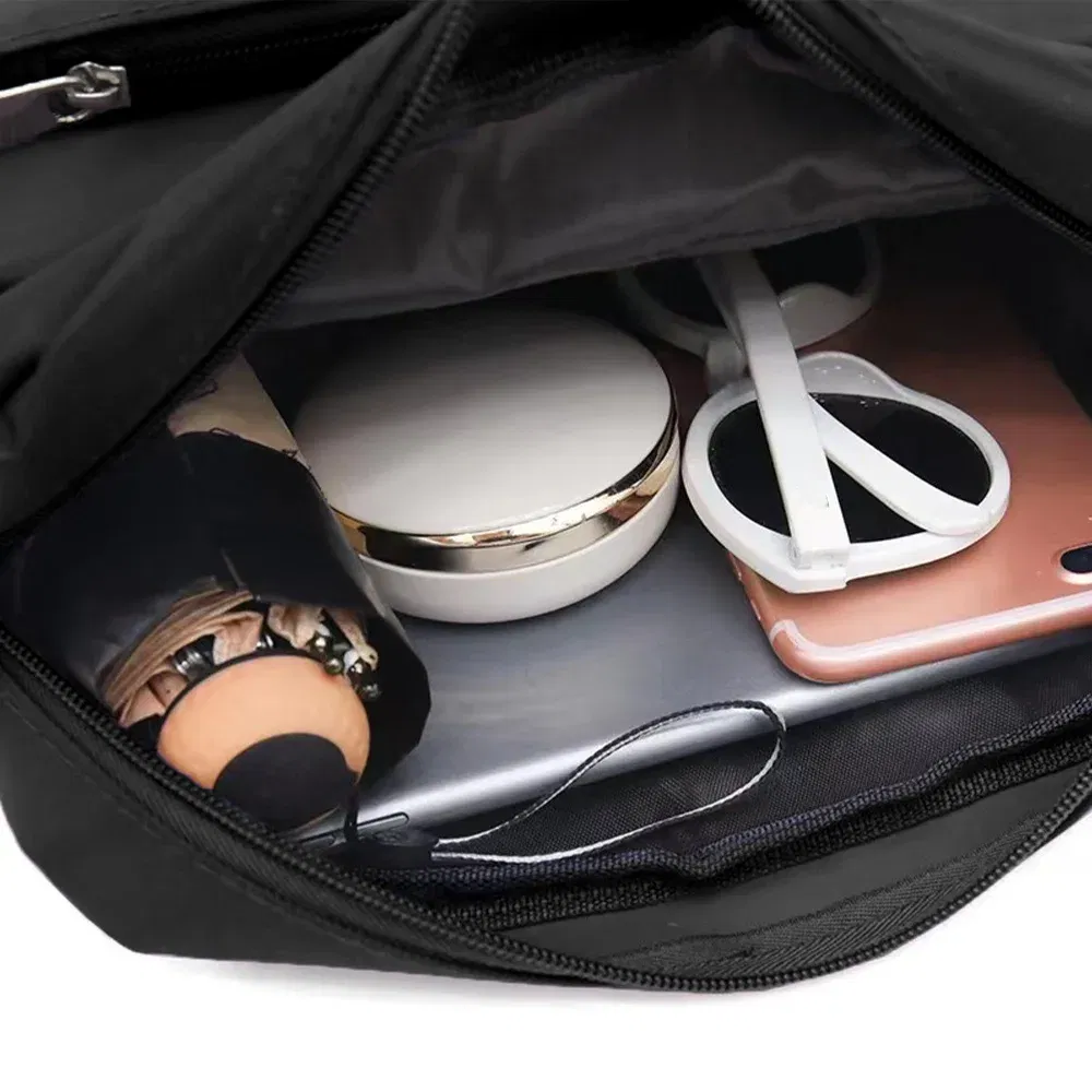 Color: GRAY - New Fashion Multi-layer Travel Leisure Simple Storage Bag Black Gold Letter Series Printing Pattern One Shoulder Crossbody Bag