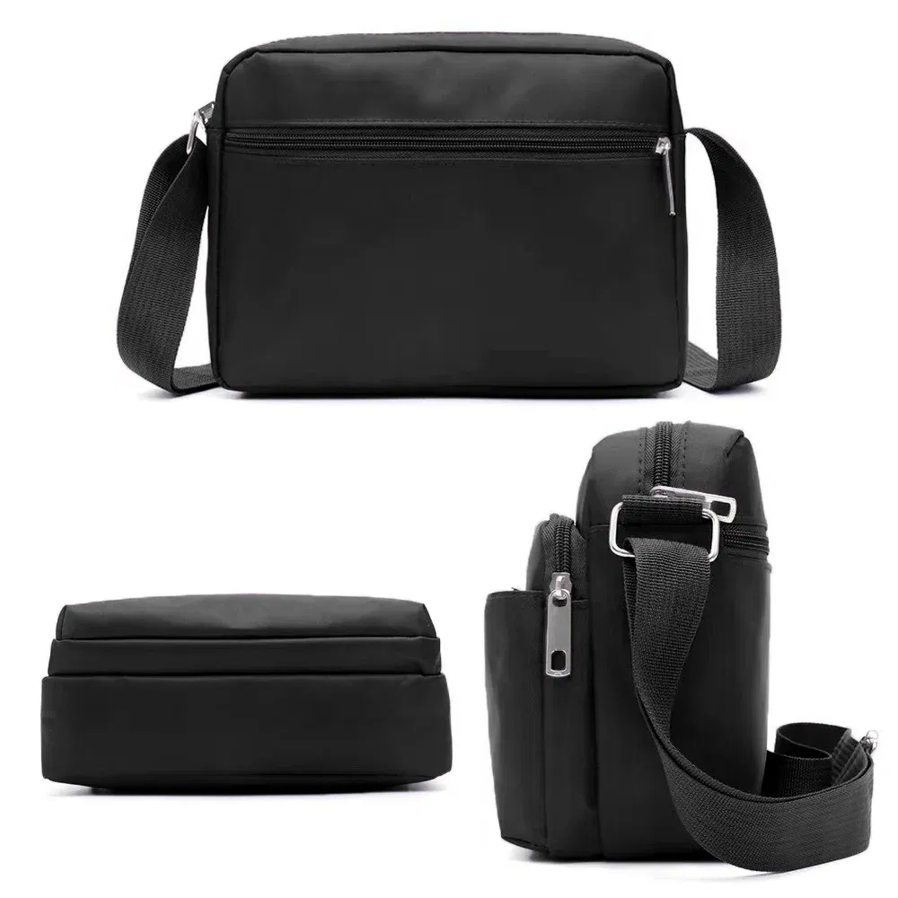 Color: GRAY - New Fashion Multi-layer Travel Leisure Simple Storage Bag Black Gold Letter Series Printing Pattern One Shoulder Crossbody Bag
