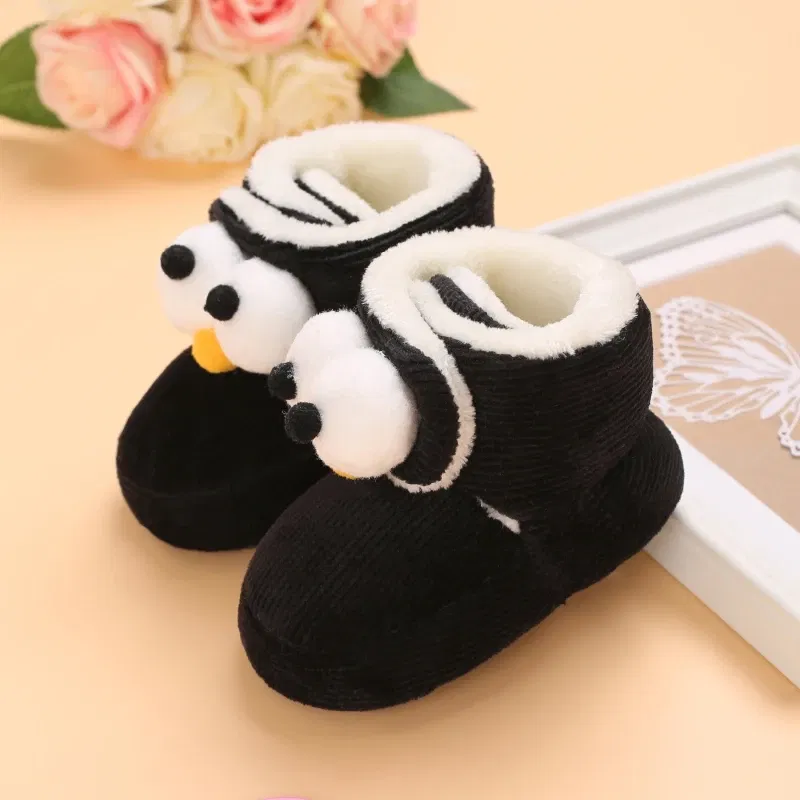 Color: Yellow, Baby Age: 0-6 Months - Winter New Cute Cartoon Baby Booties Boy Girl Boots Cotton Soft-Sole Non-Slip Warm Toddler First Walkers Infant Crib Shoes
