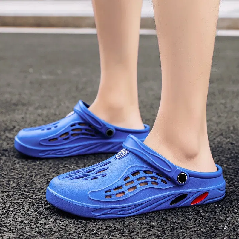 Color: Blue, Shoe Size: 49 - Plus Size 47 48 49 Men Summer Clogs Sandals EVA Slippers Men and Women Garden Shoes Beach Sandals Couple's Outdoor House Slides