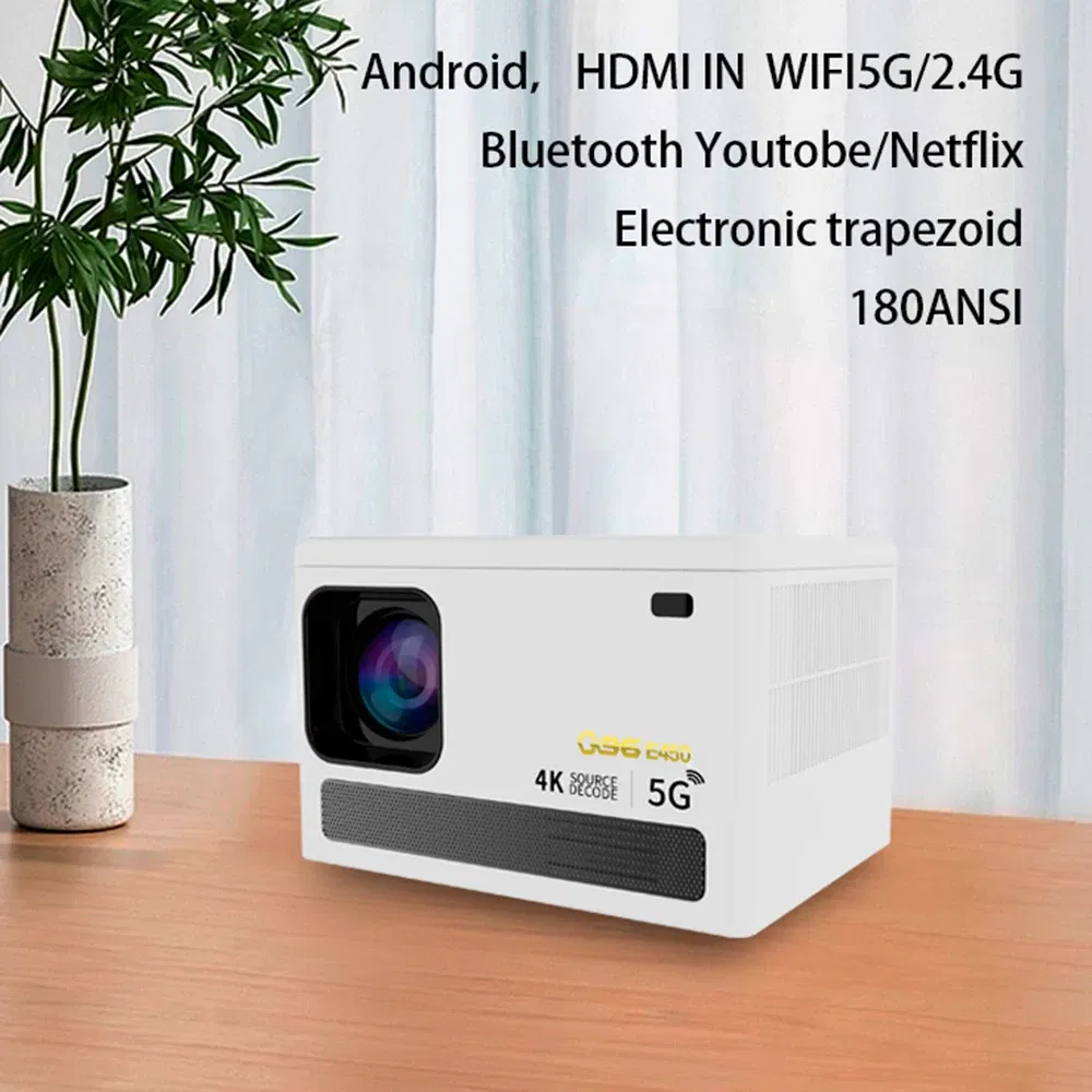 E450 4K HD Projector WIFI 6.0 Smartphone Same Screen Projector Dual Band WIFI Bluetooth Projector Auto Focus Home Projector UK Plug