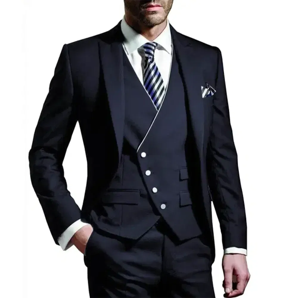 Color: GRAY, Size: 5XL, Ships From: CHINA - White Men Wedding Suits Groom Wear Peak Lapel Wedding Groom Tuxedos Business Party Suit 3 Pieces (Jacket+Vest+Pant?‰Costume Homme