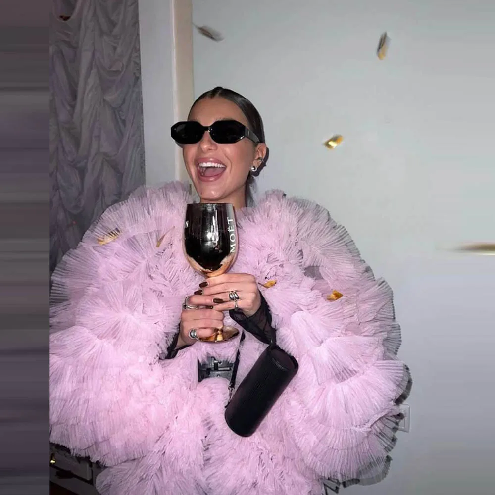 Street Ruffles Tulle Jackets With Bows Couture Women Jacket Outerwear Coat  Women Loose  Long Sleeve Open Stitch Short Coats