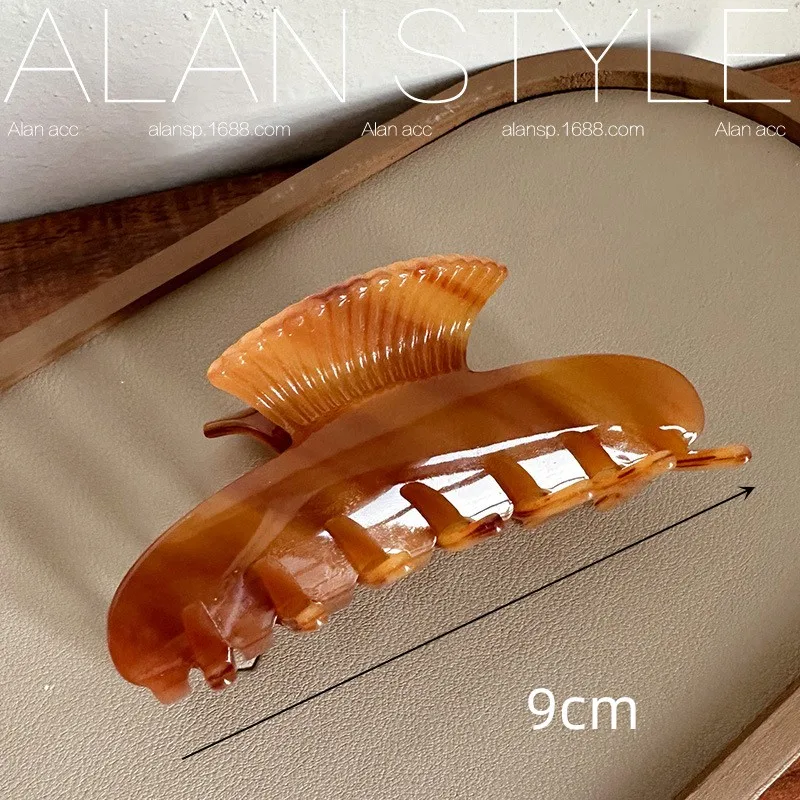Color: Dark Grey - 9cm Long Acetate Hair Crabs Hair Clips Claws for Girls Rolled up Hair Style Daliy